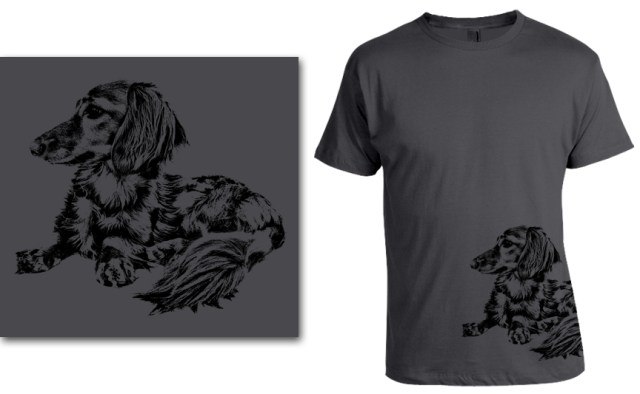 DOGS Fall 2013 longhair (Preston) dachshund T-shirt. © Johnny Ortez-Tibbels | www.rufusontheweb.com
