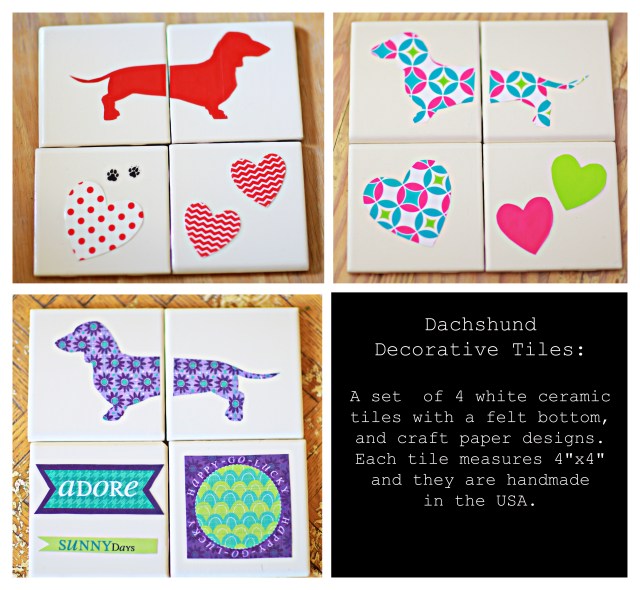 Handmade Dachshund themed tiles. 